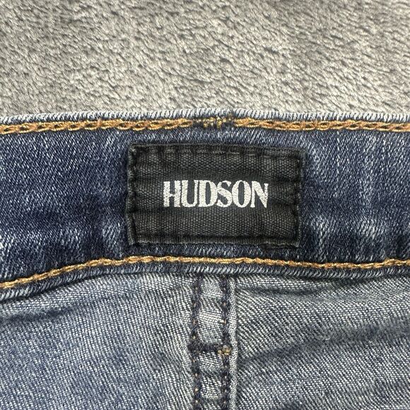 Hudson Jeans Womens 28 Blue Dark Wash Slim Straight Stretch Raw Hem RN 107906‎ - Picture 4 of 13